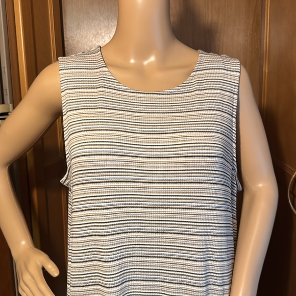 J. JILL Wearever CaramelStripped Ribbed Knit Tunic DressSide Slits size Large 🥻 - Picture 2 of 3